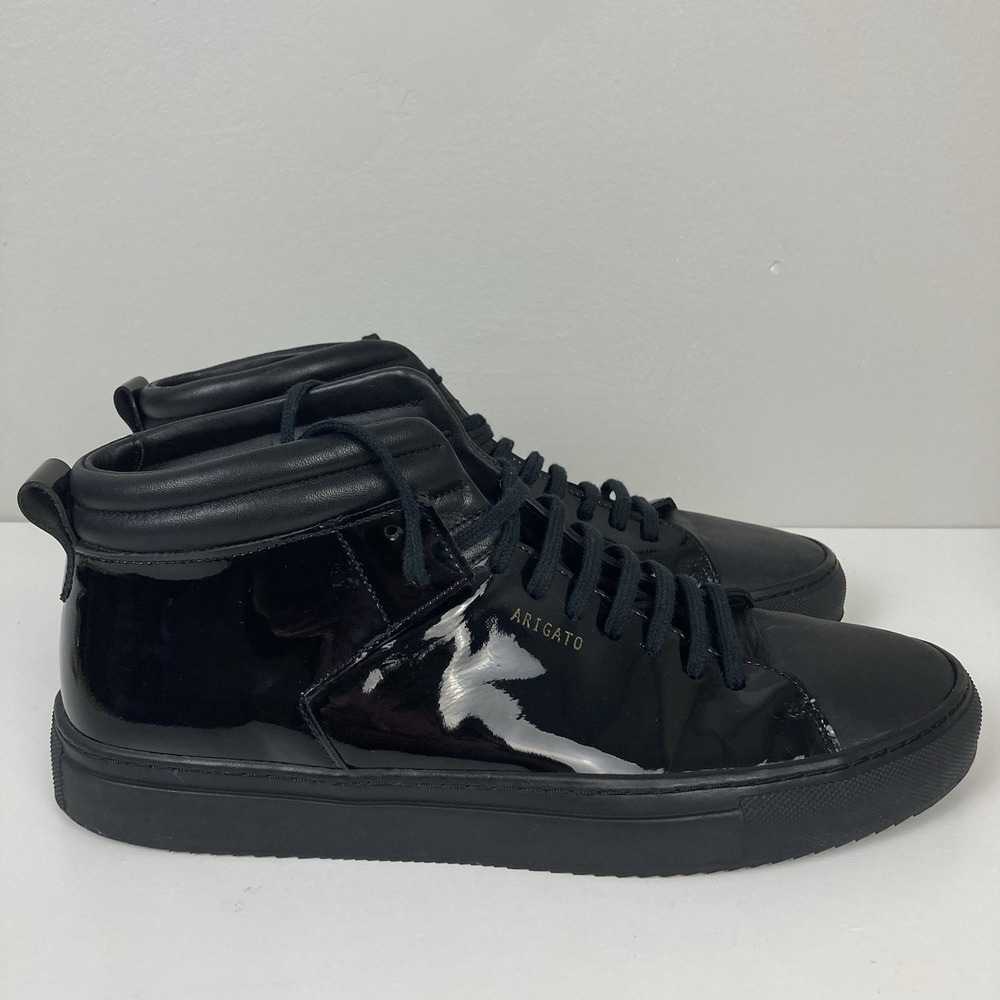 Axel Arigato Black Patent Leather Mid Top Sneakers Mens Size 10 US 43 EU 31003